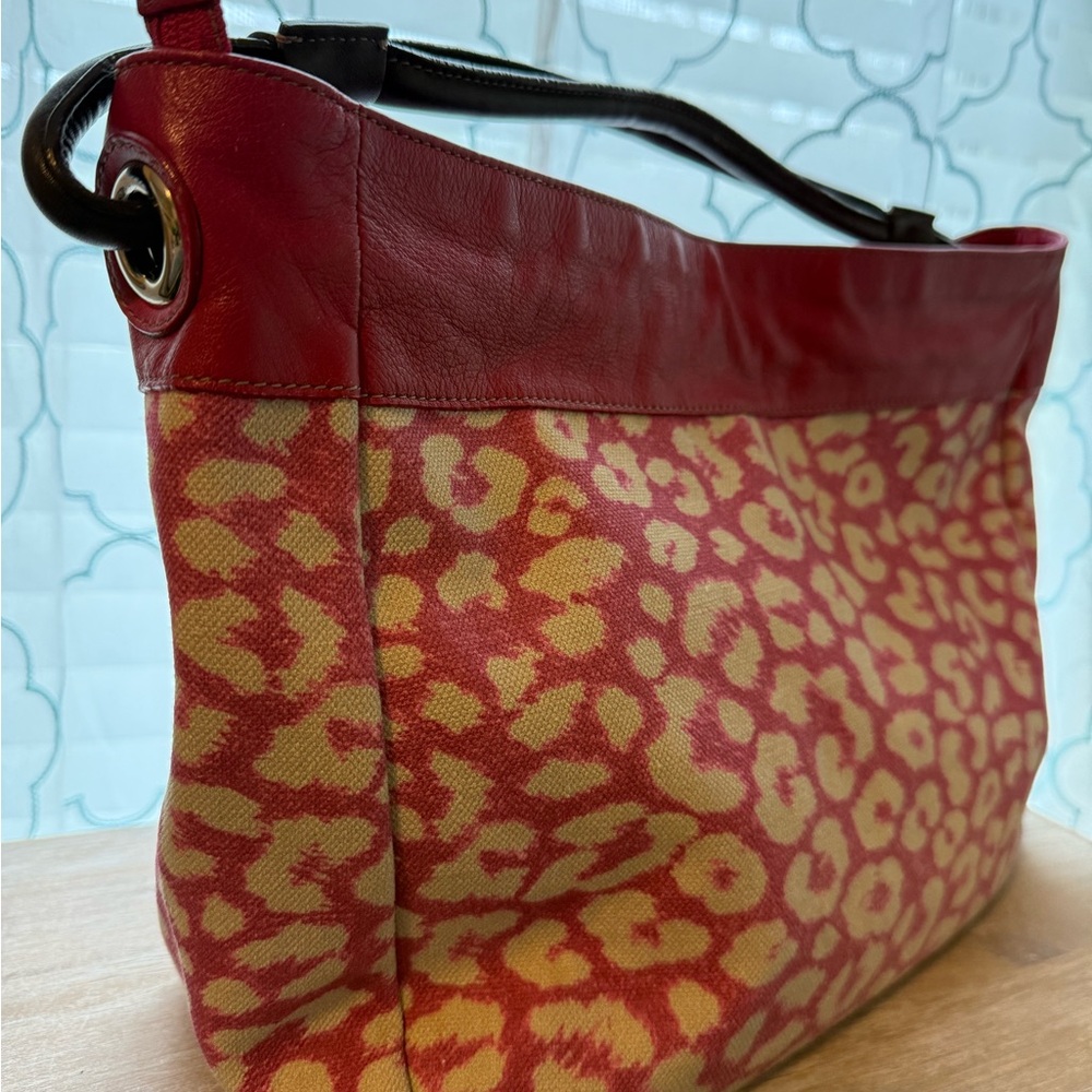 FURLA Pink Leopard Print Canvas Bag - Picture 2 of 8
